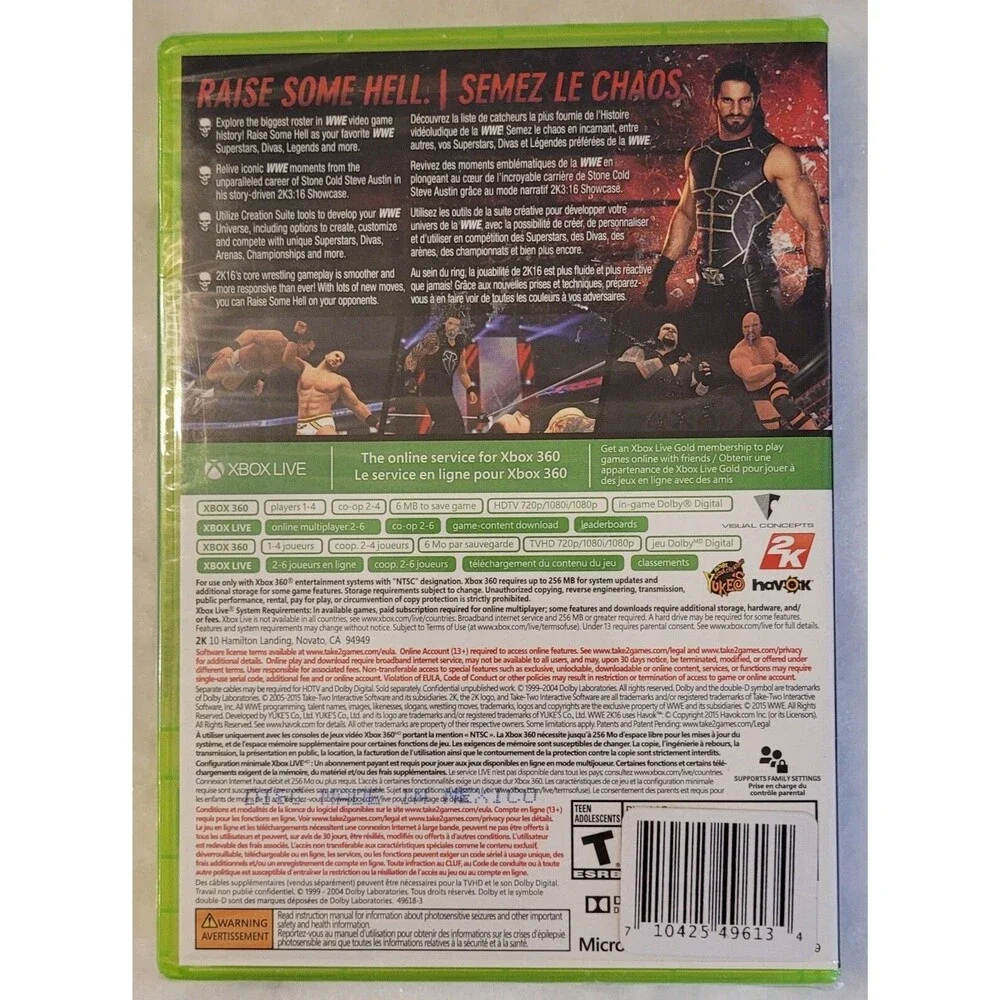 WWE 2K16 (Microsoft Xbox 360, 2015) New - Factory Sealed
